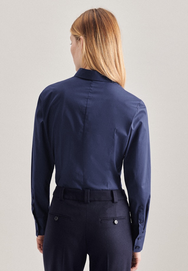 lange Arm Popeline Bodyblouse in Donkerblauw | Seidensticker Onlineshop