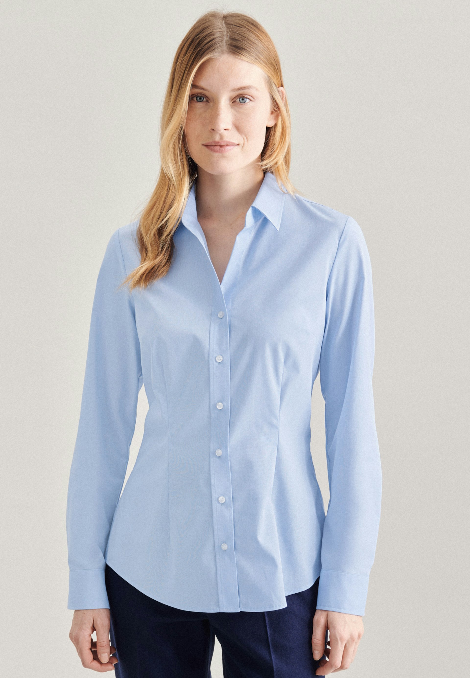 womens pale blue blouse