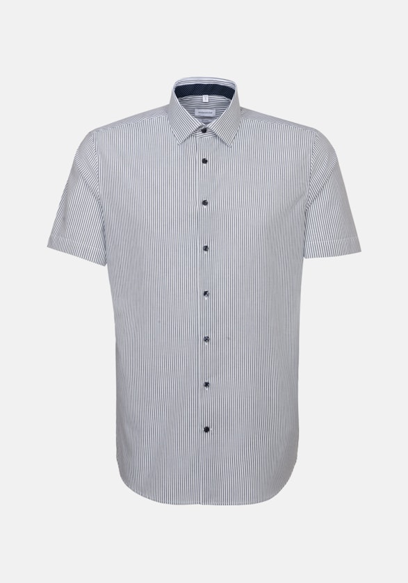 Non-iron Poplin Short sleeve Business Shirt in Shaped with Kent-Collar in Dark Blue |  Seidensticker Onlineshop