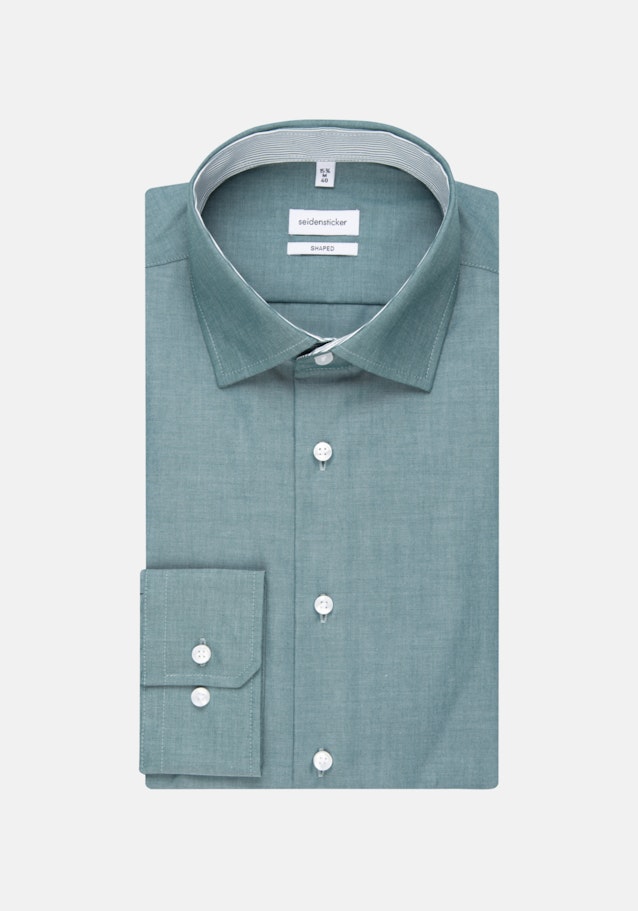 Bügelfreies Chambray Business Hemd in Shaped mit Kentkragen in Grün |  Seidensticker Onlineshop