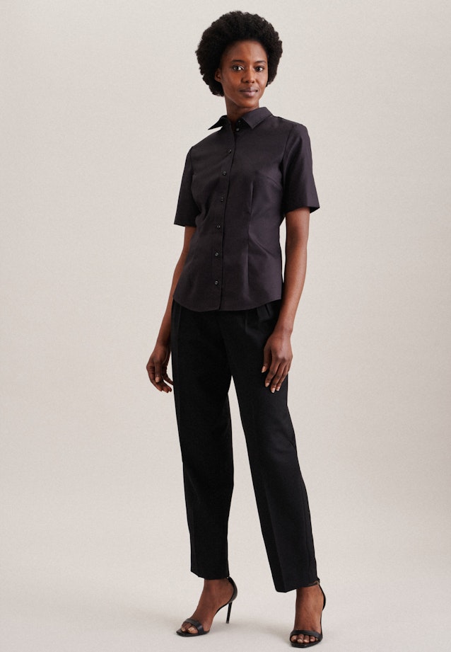 Non-iron Short sleeve Poplin Shirt Blouse in Black |  Seidensticker Onlineshop