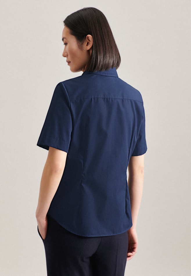 Non-iron Short sleeve Poplin Shirt Blouse in Dark Blue | Seidensticker online shop