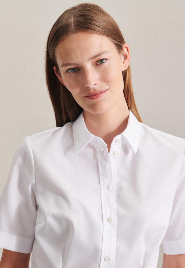 Non-iron Short sleeve Poplin Shirt Blouse in White | Seidensticker Onlineshop
