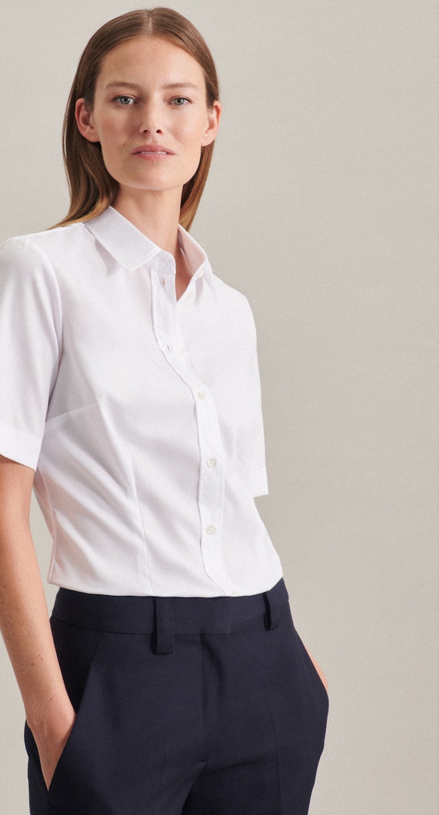 Non-iron Short sleeve Poplin Shirt Blouse in White |  Seidensticker Onlineshop
