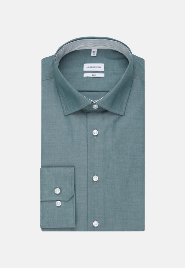 Non-iron Chambray Business Shirt in Slim with Kent-Collar in Green |  Seidensticker Onlineshop