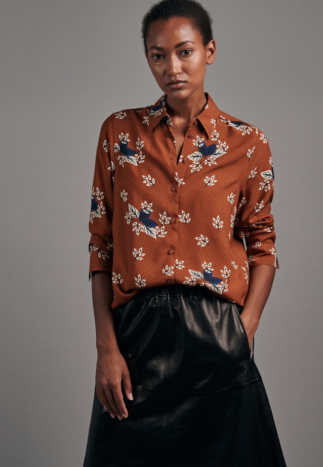 Regular fit Hemdbluse Floral in Orange |  Seidensticker Onlineshop