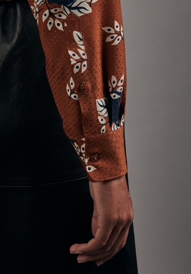 lange Arm Jacquard Shirtblouse in Oranje |  Seidensticker Onlineshop
