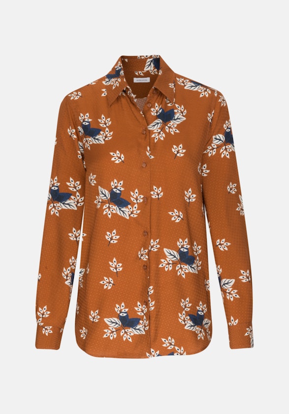 Long sleeve Jacquard Shirt Blouse in Orange |  Seidensticker Onlineshop