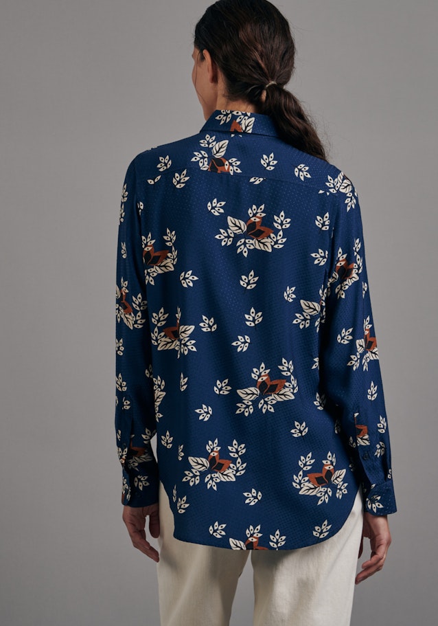 lange Arm Jacquard Shirtblouse in Middelmatig Blauw |  Seidensticker Onlineshop