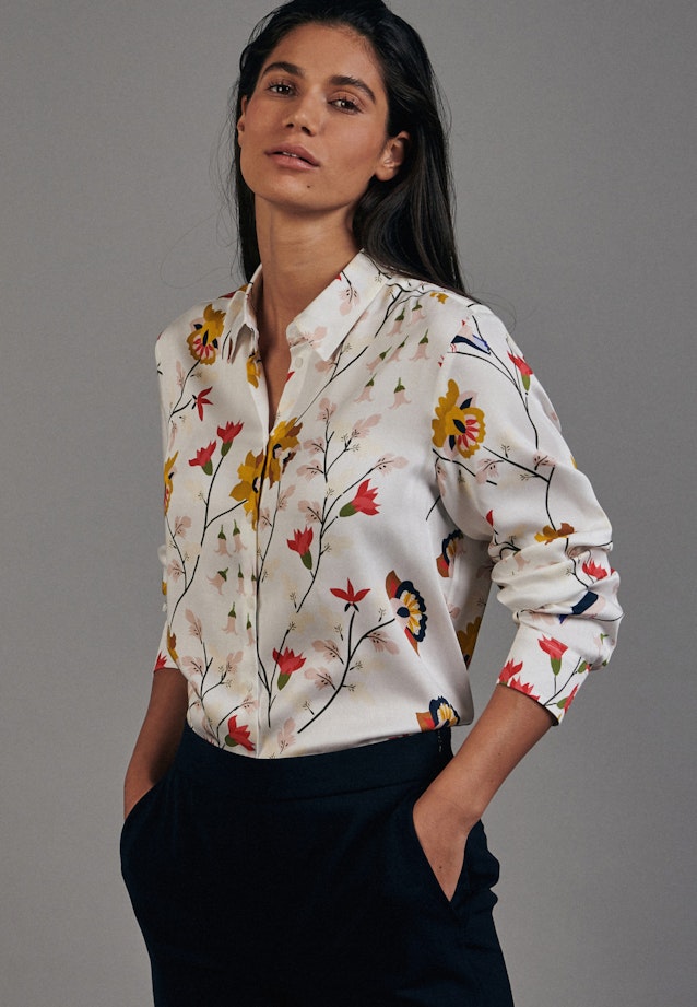 Long sleeve Satin Shirt Blouse in Ecru |  Seidensticker Onlineshop