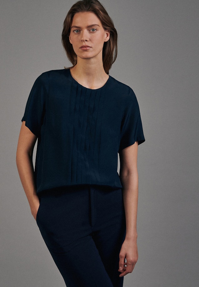 Regular fit Shirtbluse Uni in Dunkelblau |  Seidensticker Onlineshop