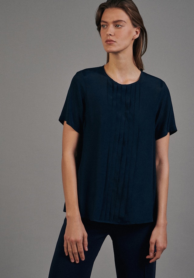 Short sleeve Voile Shirt Blouse in Dark Blue |  Seidensticker Onlineshop