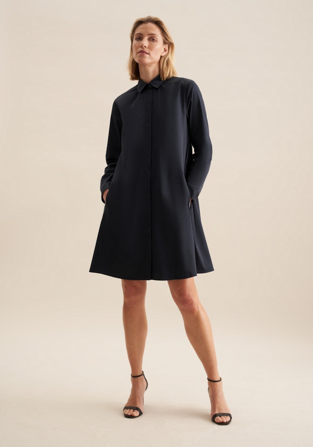 Hemdblusenkleid mit Stretchanteil in A- Linie in Bleu Foncé | Seidensticker Onlineshop