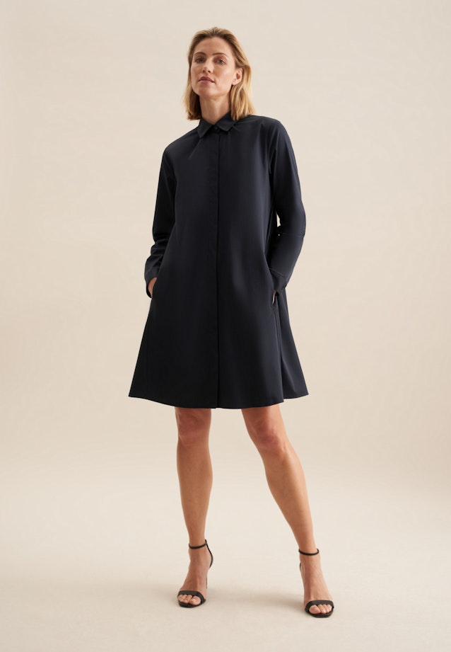 Hemdblusenkleid mit Stretchanteil in A- Linie in Dunkelblau |  Seidensticker Onlineshop