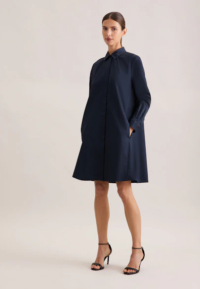 Hemdblusenkleid mit Stretchanteil in A- Linie in Dunkelblau | Seidensticker Onlineshop