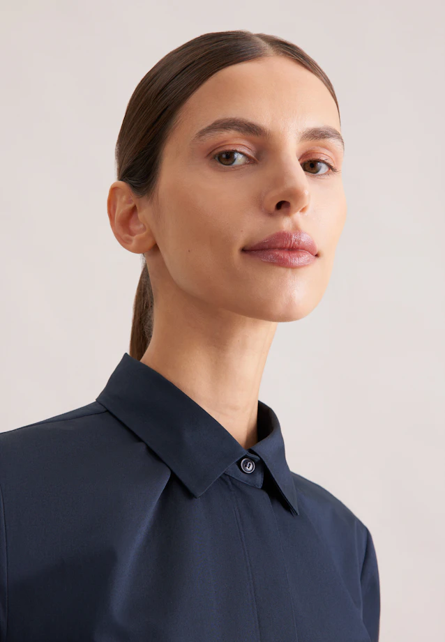 Hemdblusenkleid mit Stretchanteil in A- Linie in Dunkelblau |  Seidensticker Onlineshop