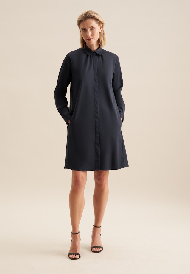 Hemdblusenkleid mit Stretchanteil in A- Linie in Dunkelblau |  Seidensticker Onlineshop