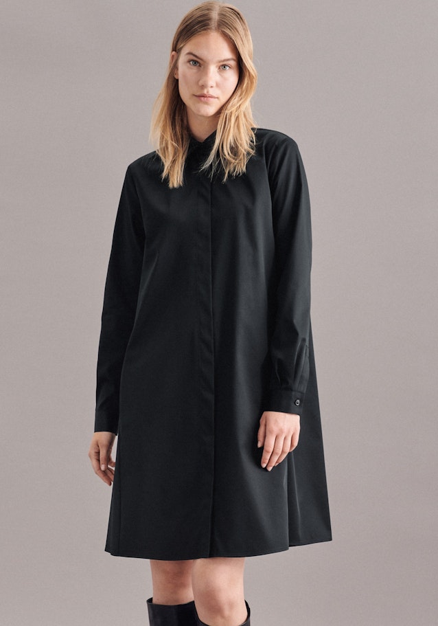 Hemdblusenkleid mit Stretchanteil in A- Linie in Schwarz | Seidensticker Onlineshop