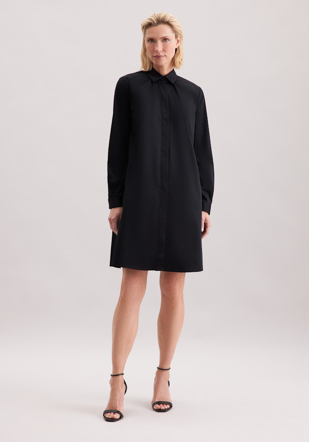 Hemdblusenkleid mit Stretchanteil in A- Linie in Schwarz | Seidensticker Onlineshop
