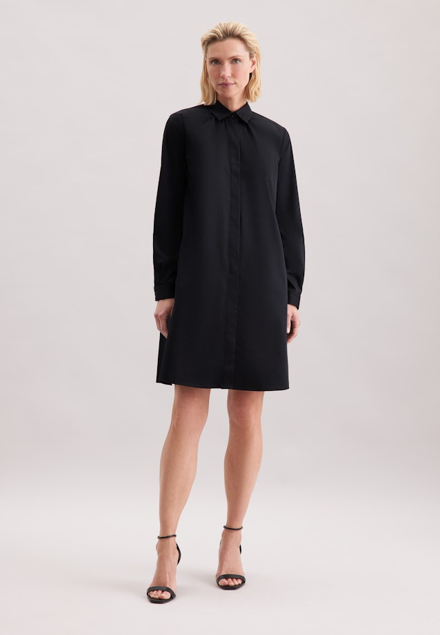 Hemdblusenkleid mit Stretchanteil in A- Linie in Schwarz |  Seidensticker Onlineshop