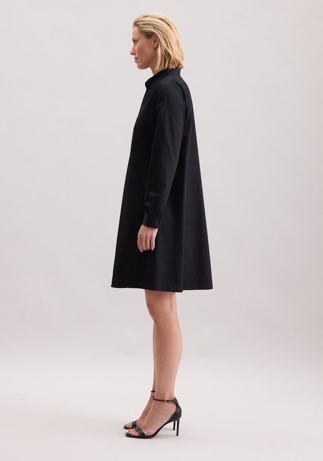 Hemdblusenkleid mit Stretchanteil in A- Linie in Schwarz | Seidensticker Onlineshop