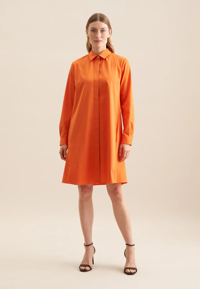 Shirt dress with stretch in A-line in Orange |  Seidensticker Onlineshop