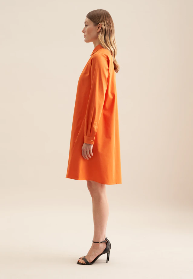 Shirt dress with stretch in A-line in Orange |  Seidensticker Onlineshop