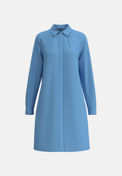 Hemdblusenkleid mit Stretchanteil in A- Linie in Mittelblau |  Seidensticker Onlineshop