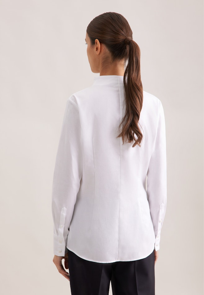 Kelchkragenbluse aus Twill slim fit in Weiß | Seidensticker Onlineshop