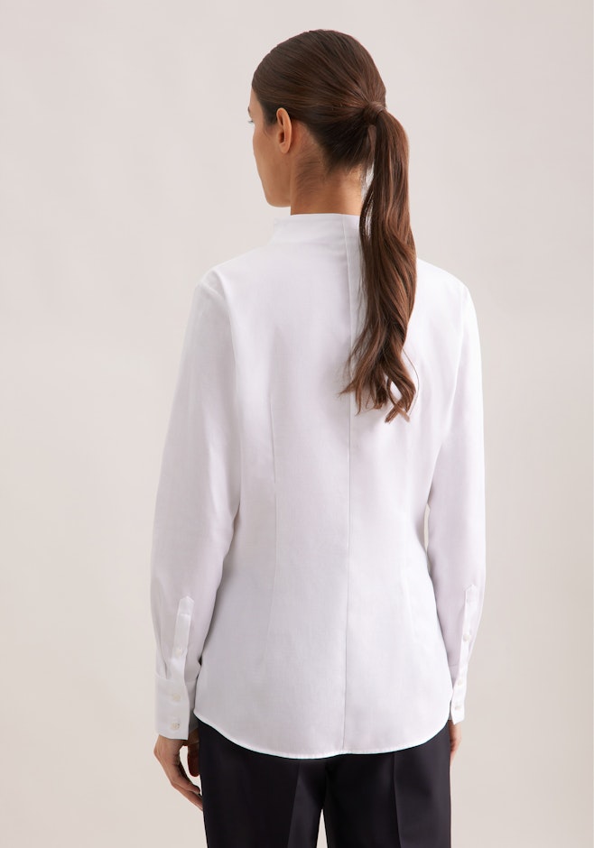 Kelchkragenbluse aus Twill slim fit in Weiß | Seidensticker Onlineshop