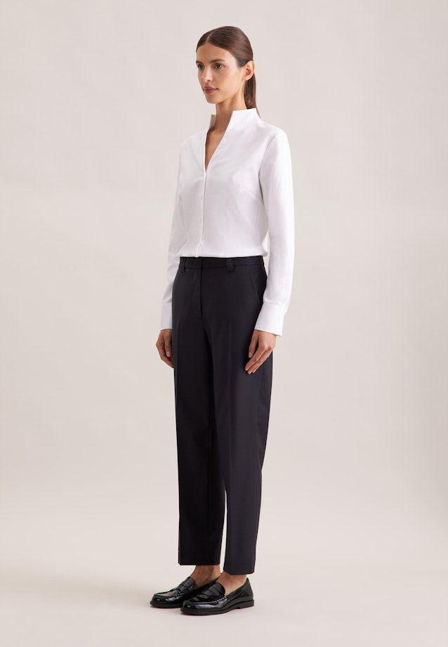 Kelchkragenbluse aus Twill slim fit in White |  Seidensticker Onlineshop