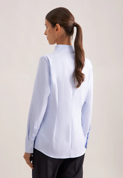 Slim Fit Chalice Collar Twill Blouse in Light Blue |  Seidensticker Onlineshop