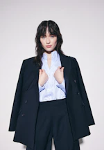 Blouse col calice en twill slim in Bleu Clair |  Seidensticker Onlineshop