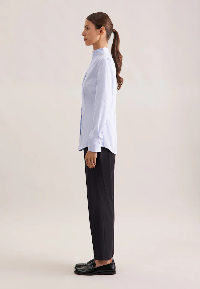 Blouse col calice en twill slim in Bleu Clair |  Seidensticker Onlineshop