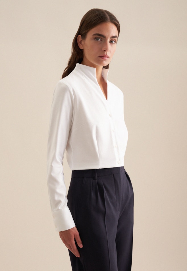 Blouse col Calice Twill (sergé) dans Blanc | Boutique en ligne Seidensticker