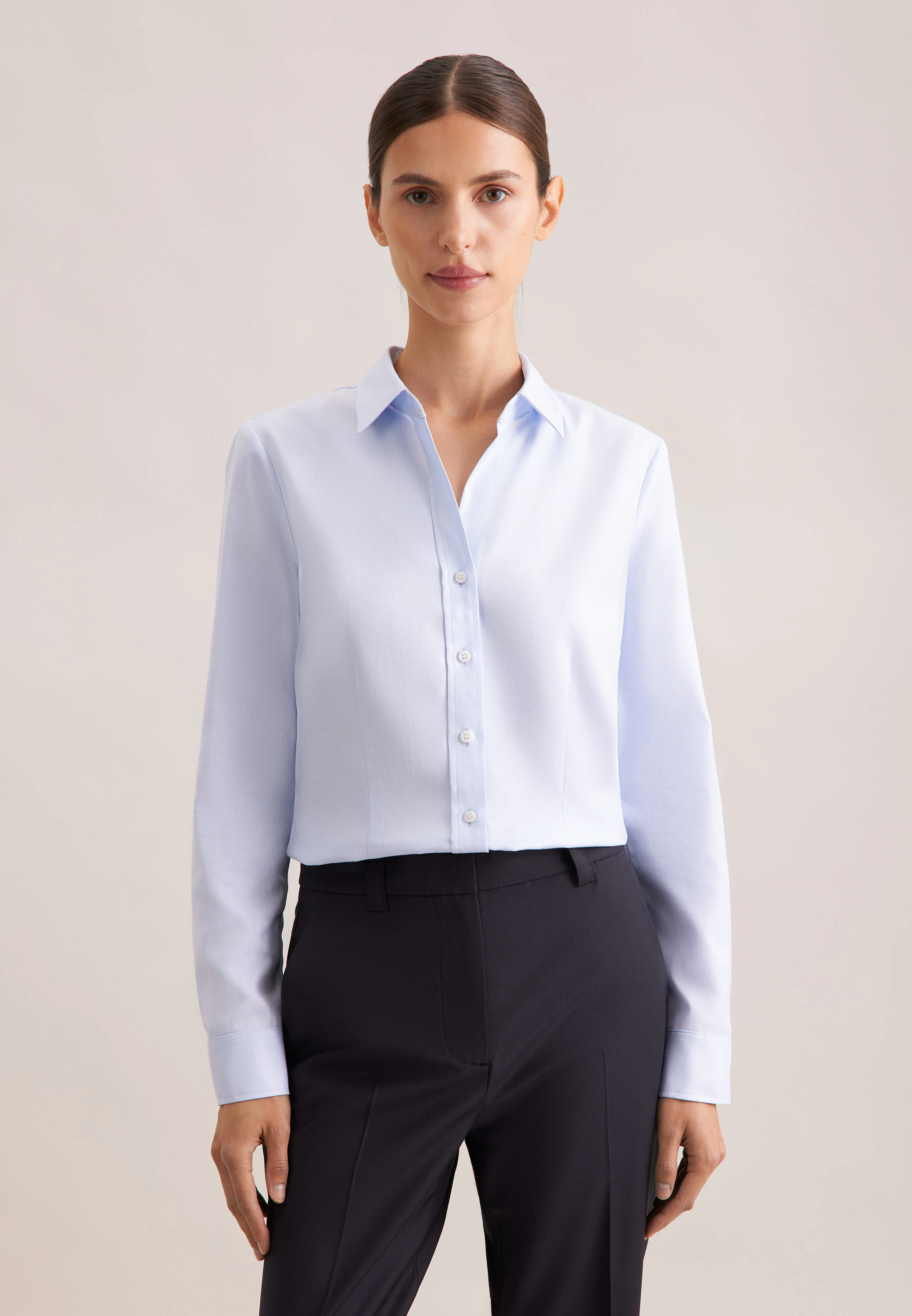 Hemdbluse aus Twill slim fit Blau