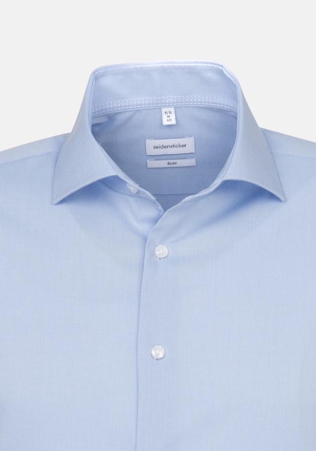 Non-iron Fil a fil Korte mouwen Business overhemd in Slim with Kentkraag in Lichtblauw |  Seidensticker Onlineshop
