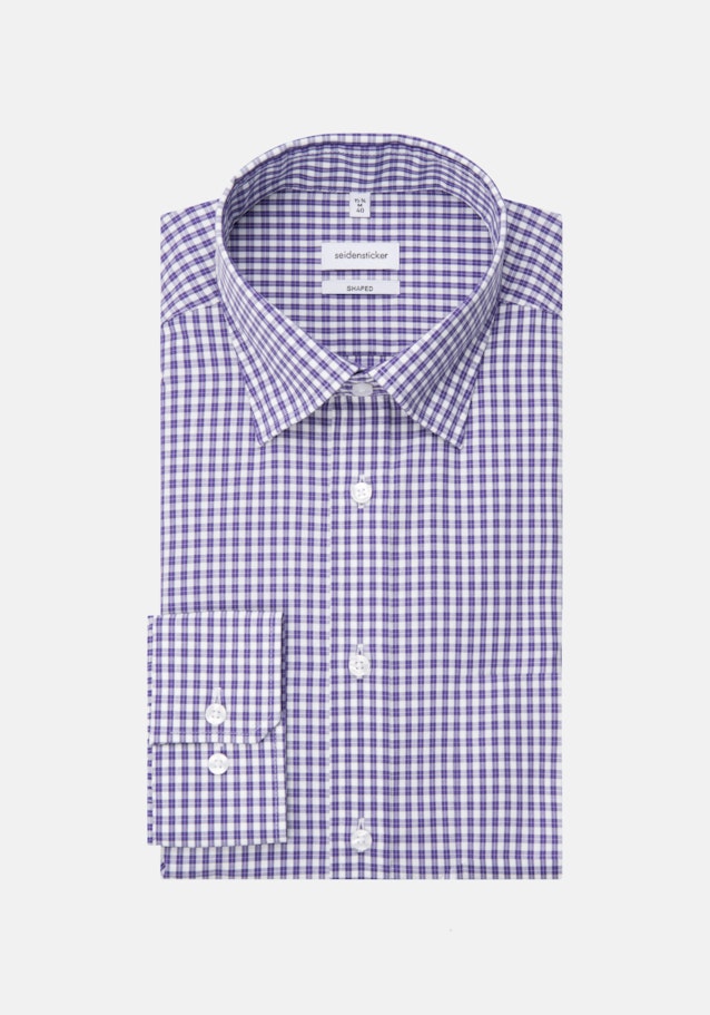 Bügelfreies Popeline Business Hemd in Shaped mit Covered-Button-Down-Kragen in Lila |  Seidensticker Onlineshop