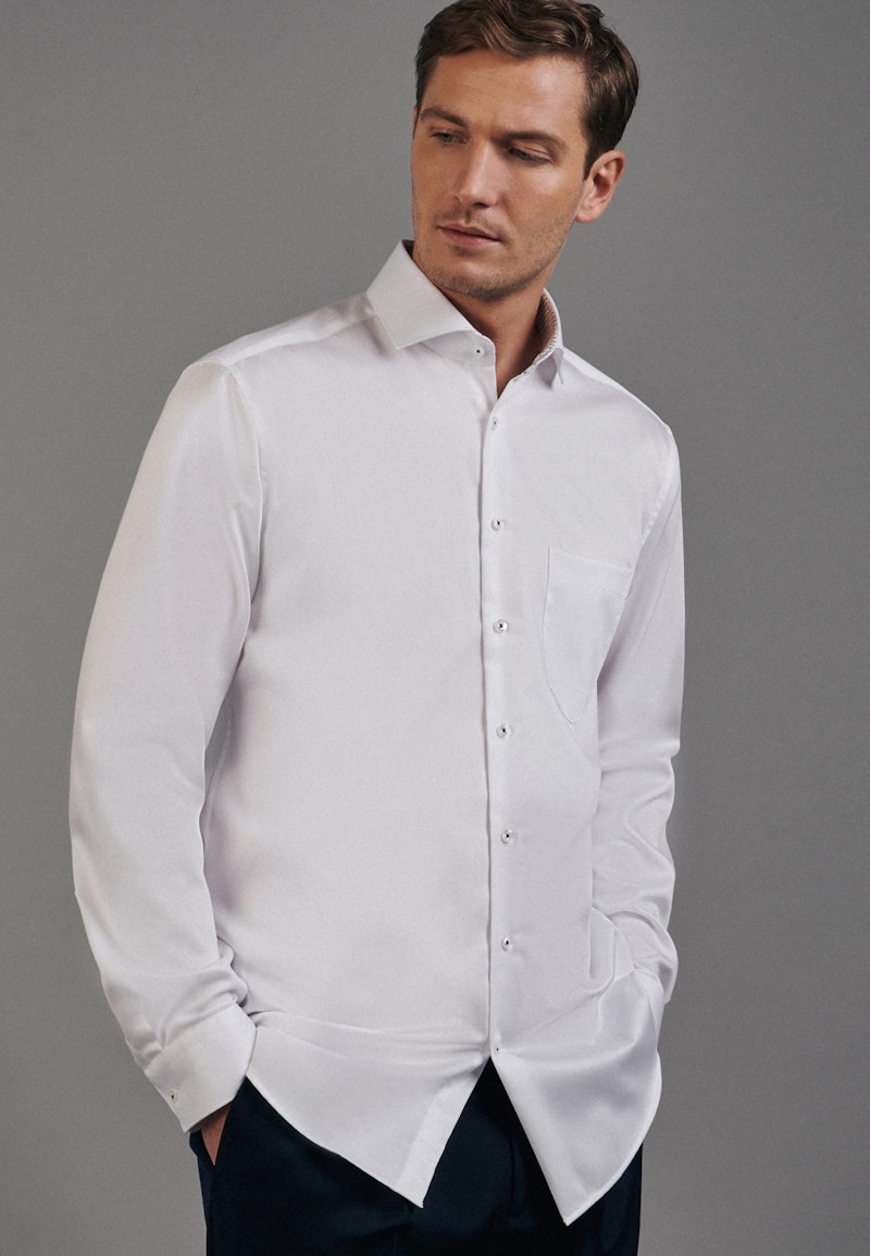 Non-iron Twill Business Shirt in Regular with Kent-Collar