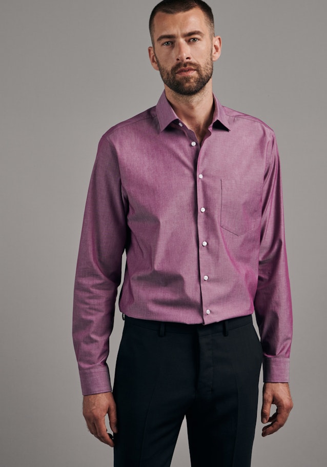 Bügelfreies Chambray Business Hemd in Regular mit Kentkragen in Rosa/Pink |  Seidensticker Onlineshop