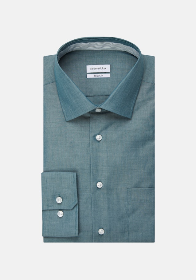 Bügelfreies Chambray Business Hemd in Regular mit Kentkragen in Grün |  Seidensticker Onlineshop