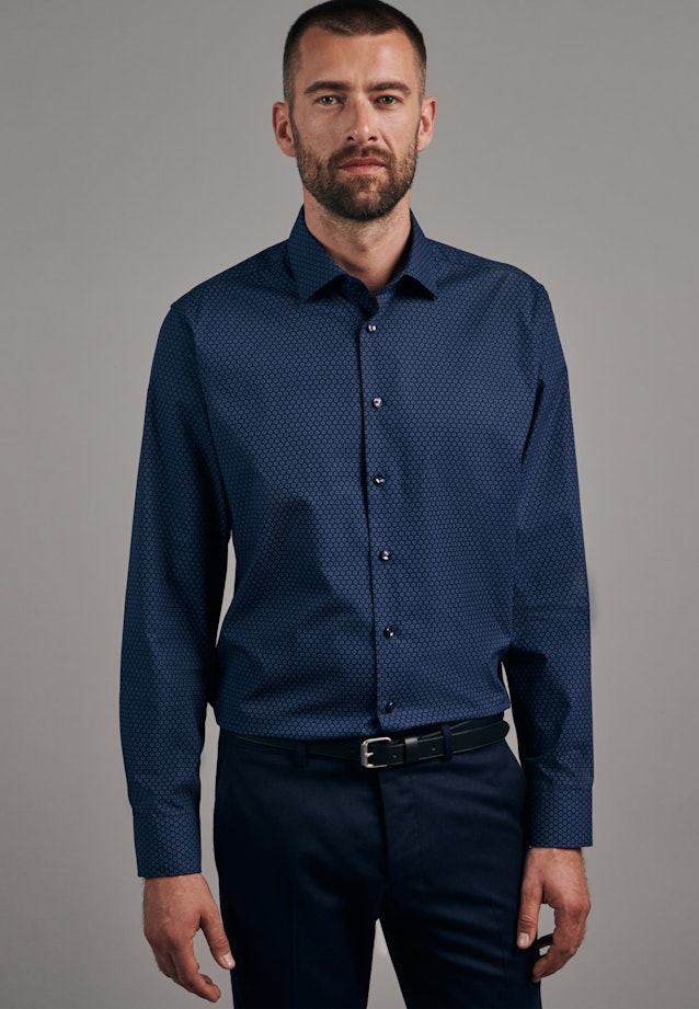 Slim Business Hemd Druck in Dunkelblau |  Seidensticker Onlineshop