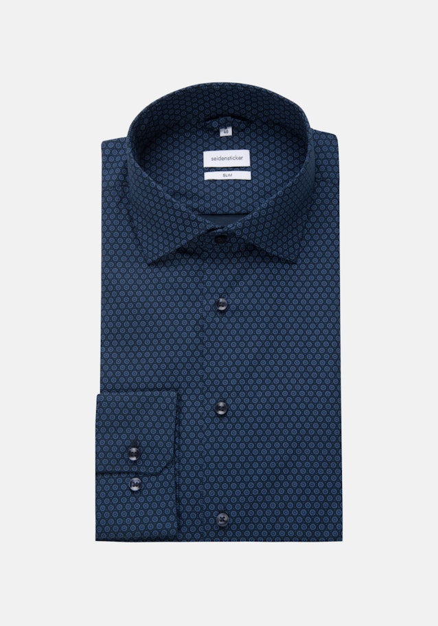 Slim Business Hemd Druck in Dunkelblau | Seidensticker Onlineshop