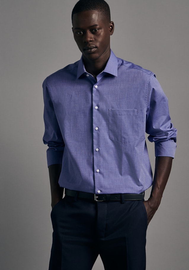 Non-iron Fil a fil Business Shirt in Regular with Kent-Collar in Medium Blue |  Seidensticker Onlineshop