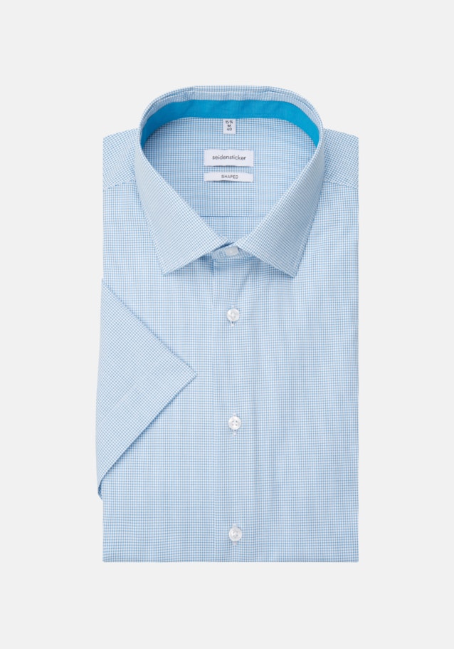 Non-iron Popeline Korte mouwen Business overhemd in Shaped with Kentkraag in Turquoise/Petrol |  Seidensticker Onlineshop