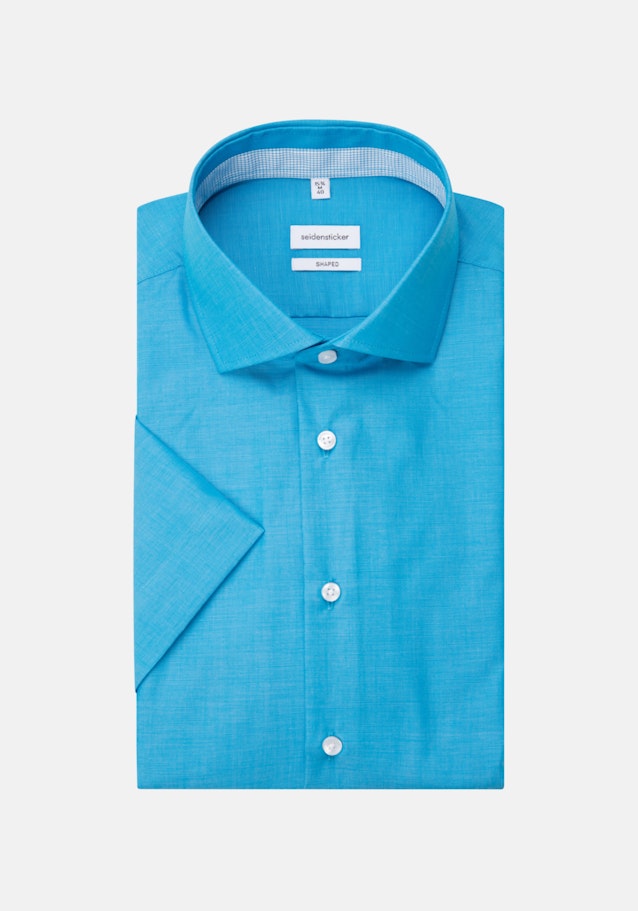 Non-iron Fil a fil Korte mouwen Business overhemd in Shaped with Kentkraag in Turquoise/Petrol |  Seidensticker Onlineshop