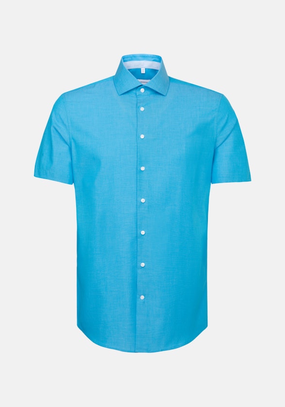 Non-iron Fil a fil Korte mouwen Business overhemd in Shaped with Kentkraag in Turquoise/Petrol |  Seidensticker Onlineshop
