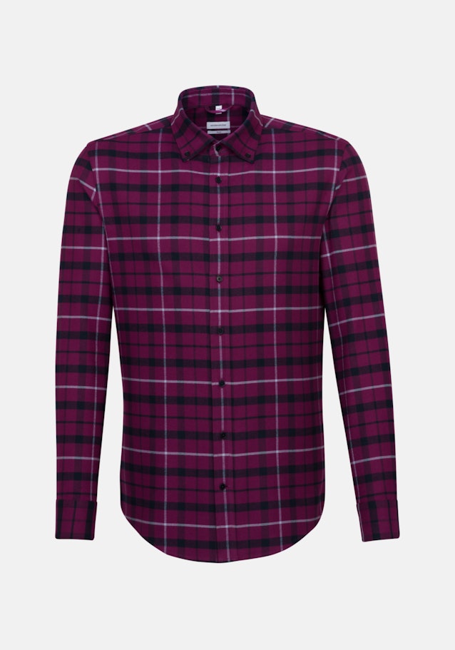 Flanell Business Hemd in Slim mit Button-Down-Kragen in Rosa/Pink |  Seidensticker Onlineshop