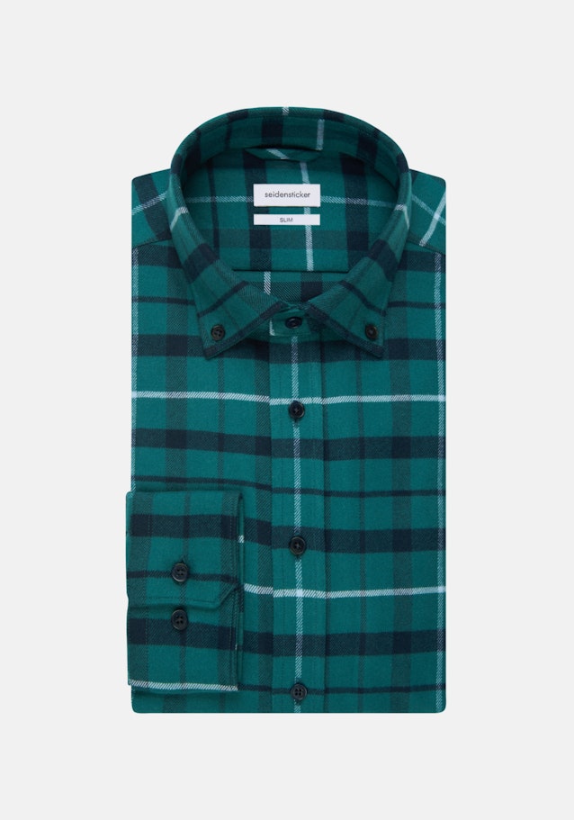 Flanell Business Hemd in Slim mit Button-Down-Kragen in Grün |  Seidensticker Onlineshop