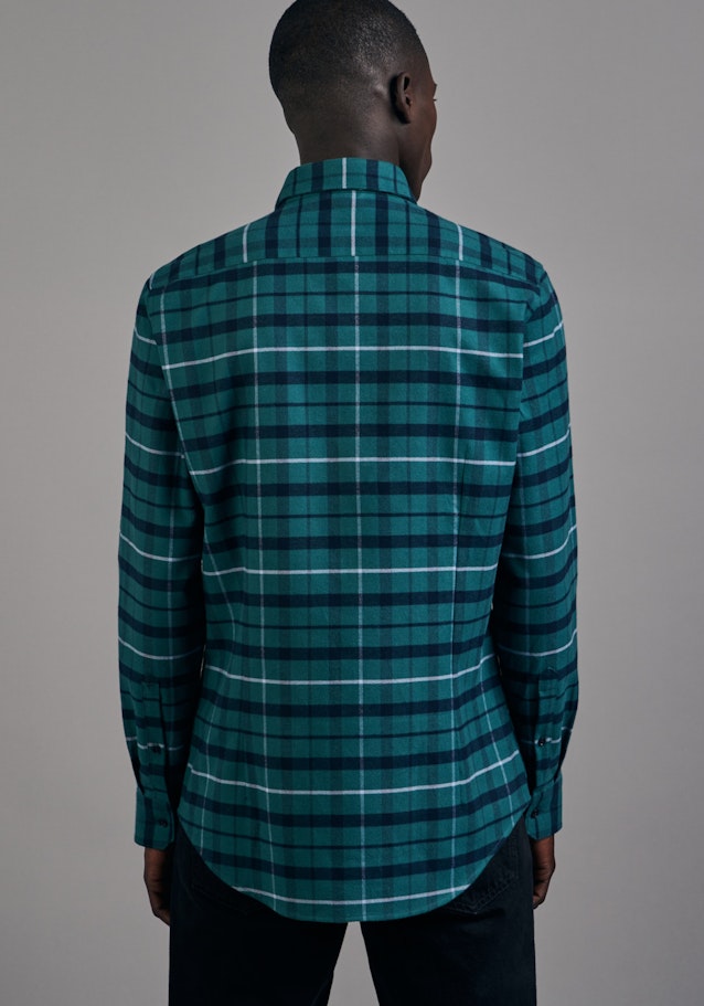 Flanell Business Hemd in Shaped mit Button-Down-Kragen in Grün |  Seidensticker Onlineshop